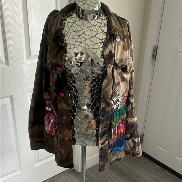 History Repeats Army Jacket size 10 Multi-color pattern, Made in ITALY - Picture 3 of 11